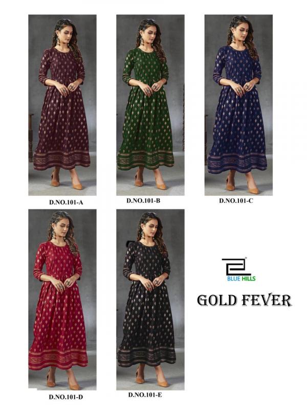 Blue Hills Gold Fever-Rayon-Fancy-Long-Kurti